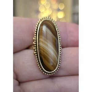 AVON  RING  SHIMMERING SANDS AGATE  RETIRED DESIGN ADJ. 6 - 61/2 SIGNED